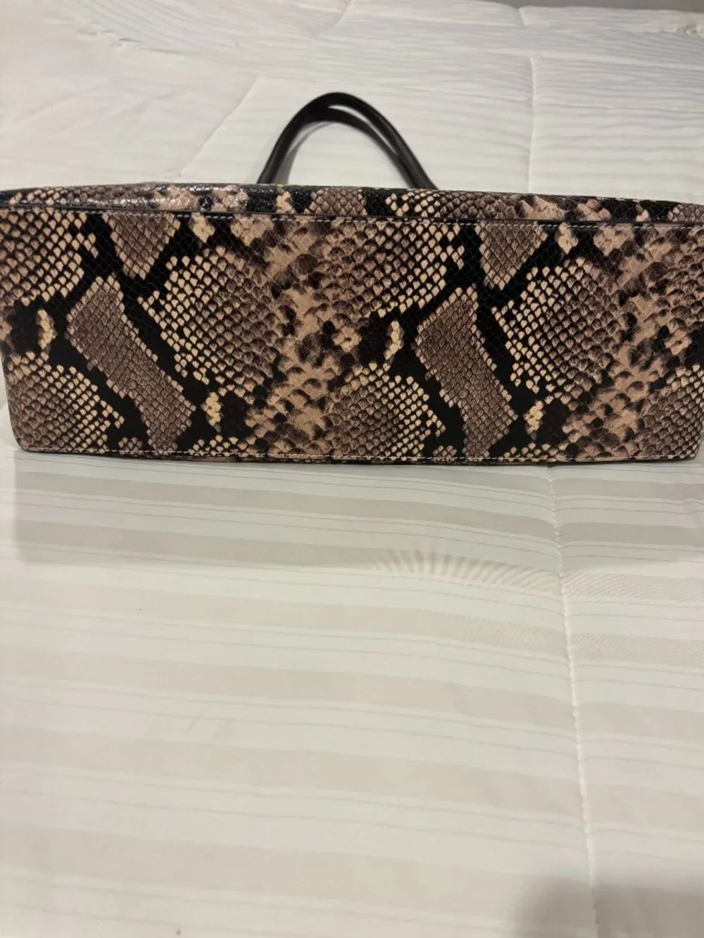 Tory Burch Snakeskin-Embossed Pink/Brown/Black Tote Bag